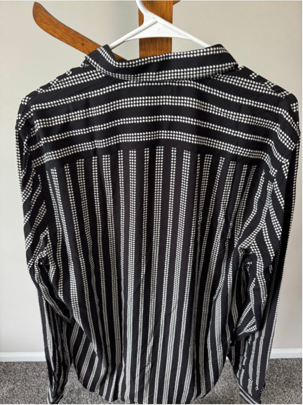 Men's The Kooples PDP Lines Black & White Dot/Stripe Button Down Shirt M NWT - Picture 15 of 16